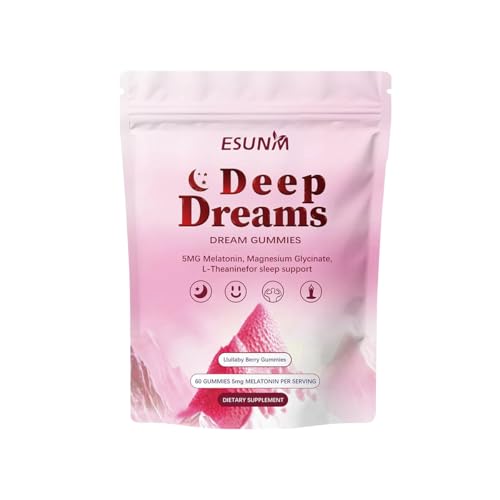 ESUNM Deep Dream Sleep Gummies with 5mg Melatonin Magnesium Glycinate L-Theanine for Sleep Support- Non-Habit Forming Sleep Supplement 60 Gummies 30 Day Supply