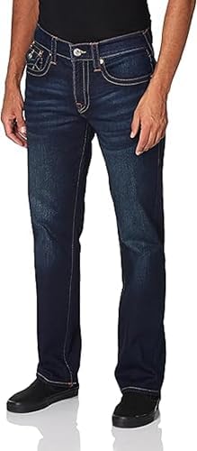 True Religion Men’s Ricky Straight Leg Jeans with Back Flap Pockets