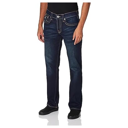 True Religion mens Ricky Straight Leg Jeans, Muddy Waters, 34W x 32L US