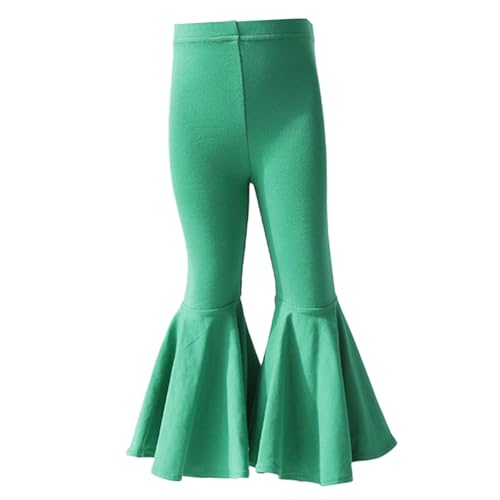 Moonker Baby Girls Baggy Flare Pants Ruffle Wide Leg Solid Color Elastic Waisted Casual Leggings Soft Comfy