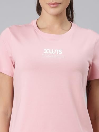 Image of XTEP Comprehensive Training Series, Slim Fit, Short Sleeve, Cotton+Elastene, Crew Neck Design, Twill Weave, Typography Printed Training T-Shirt for Women