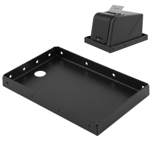 Image of Shimeyao Metal Printer Tray for POS & KDS Printers, 10.24 x 6.5 Inch Thermal Printer Stand, Wall or Shelf Mount, 4 Mounting Holes Each Side, Built in Cable Management for Kitchen, Restaurants, Retail