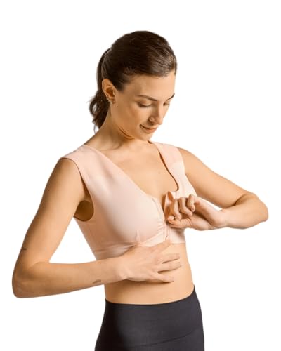 Image of Tommie Copper Shoulder Support Compression Bra with Front Zipper Closure Wireless Posture Corrector & Back Support Bra UPF 50