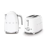 Smeg KLF03WHUK 1.7Ltr - 3kw Kettle and TSF01WHUK 2 Slice Toaster Set in White