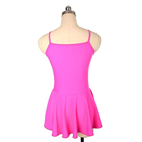 LIUHUO Vestido de patinação no gelo sem mangas de elastano para meninas, Vermelho rosa, 4-6