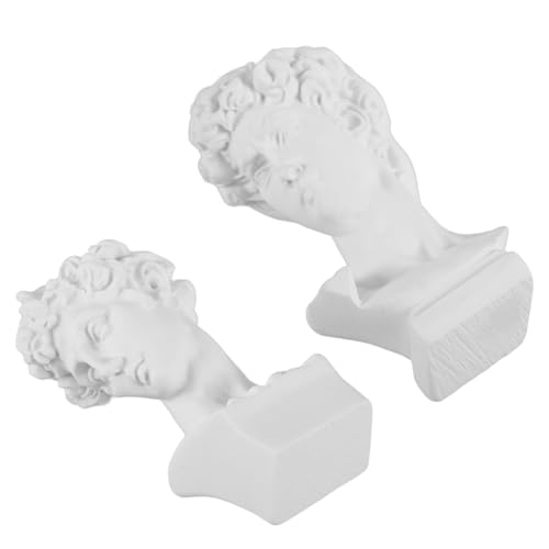 JECOMPRIS 2 pezzi Figurine Busto David in Resina Scultura Miniatura Stabile per Decorazione Giardino Regalo Originale