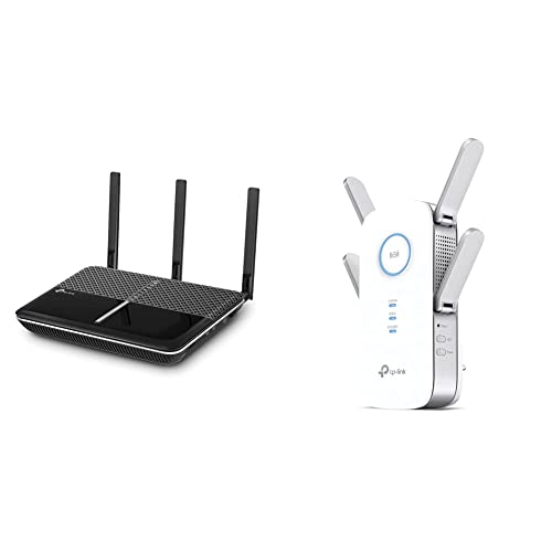 TP-Link Archer VR2100v Internet Box 3, Super-VDSL 35b Modem Router, 4 × Gigabit-Ports & RE655 WLAN Verstärker Repeater AC2600 (Dual-WLAN AC + N, 1733 MBit/s 5GHz + 800MBit/s 2,4GHz, Gigabit-LAN-Port)