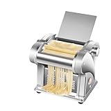 Lumicasaler Electric Pasta Maker, 8 Adjustable Thickness Settings 2-in-1 Pasta Machine with Rollers and Cutter, Stainless Steel Noodle Pressing Machine 135W for Home Family Use