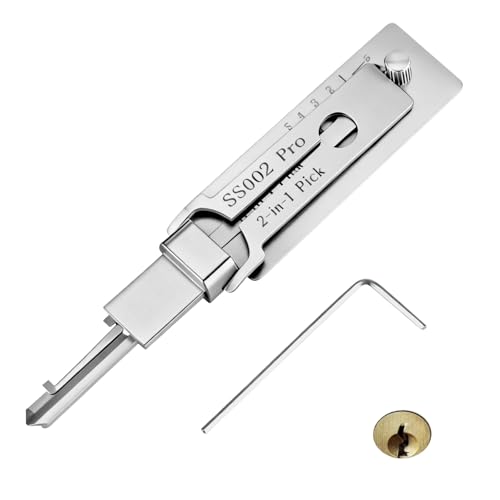 ZOBMIO SS002 Pro Dietrich-Set 2-in-1 – Edelstahl-Schlüsseldecoder & Dietrichwerkzeug für S-Rillenschlösser, Kompatibel mit Auto/Hausschlössern, Leicht & Präzise für Anfänger/Profis