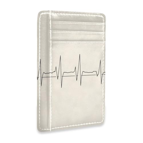 Doctors Electrocardiogram leather mens small wallet ultra slim With ID Window RFID Blocking small credit card wallet for men&women - Main Image