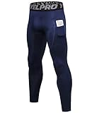 Navy Compression Pants Mens Running Dance Tights Active Athletic Leggings Sports Base Layer Cycling Yoga Pant