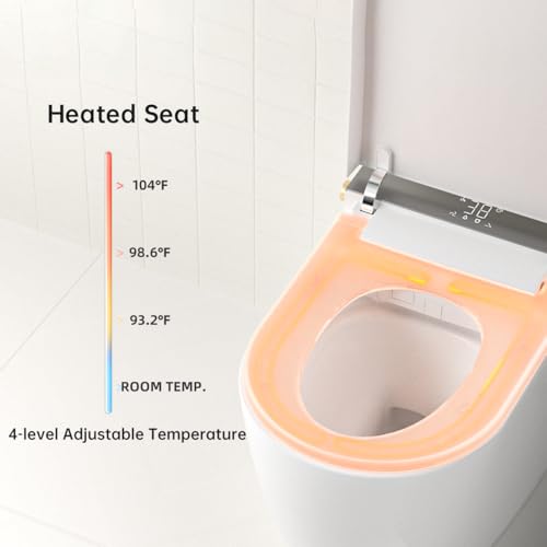 Smart Toilet, Bidet Toilet, Asiento Calefactable con Apertura y Cierre Automático, Limpieza con Agua Caliente Instantánea, Descarga Automática, Control Remoto, Sensor de Pie, Pantalla Digital LED miniatura 4