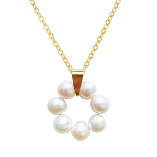 Beach to the City Goldene Kette mit Perle Anhänger Gold Damen 46 cm |...