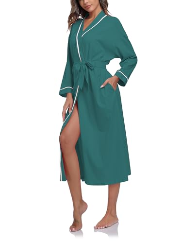 EA'S SECRET 100% Cotton Robes for Women Lightweight Long Kimono Bathrobe Soft Ladies Loungewear with Pockets2