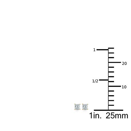 1/4 Carat Princess Cut Diamond Stud Earrings in 14k White or Yellow Gold (J-K, I2-I3, cttw) 4-Prong Basket Screw Back by Diamond Wish4