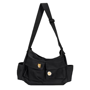 Vintage Canvas Crossbody Messenger Bag with Multiple Pockets and Hook-and-loop Closure, Ideal for School