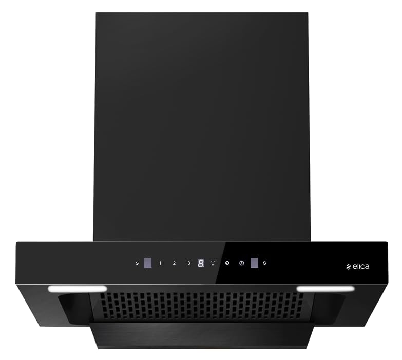 Elica 60cm 1600 m3/hr Filterless Autoclean Kitchen Chimney with 15 Years Motor & 5 Years Comprehensive WARR | FL PLUS 600 SPT HAC LTW MS NERO | Black | Touch + Motion Sensor Control