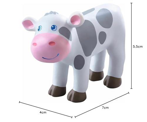 HABA Little Friends Kälbchen - Kuh-Spielfigur für Kinder ab 3 Jahren - Baby Bauernhoftiere für kreatives Rollenspiel - aus robustem Kunststoff - 1302985001