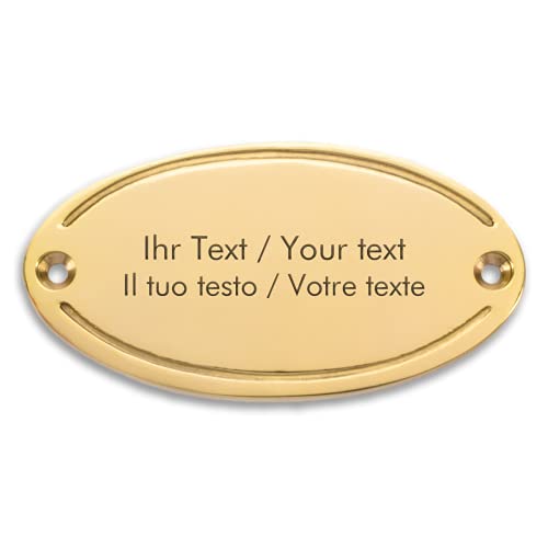 Türschild aus Messing mit personalisierter Gravur - 99 x 50 mm, oval -...