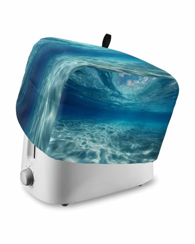 Summer Ocean Toaster Cover Washable Stain Proof Bread Maker Cover Blue Underwater Natural Landscape Waves Toaster Dust Covers Fingerprint Protector Kitchen Small Appliance Covers for 2 Slice Toasters