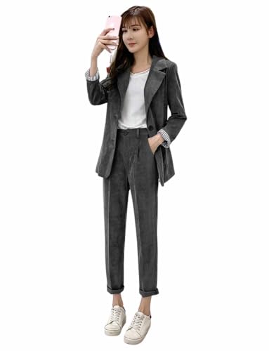 Veste et Pantalon Deux Pièces Femme Costume en Velours pour En finir avec les Tenues Ternes