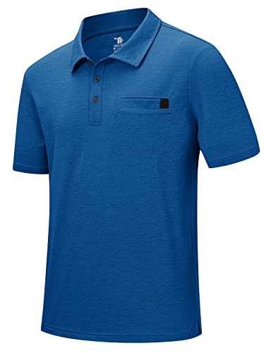 Rdruko Men's Golf Polo Shirts Short Sleeve Dry Fit Collared Shirts with Pocket Tennis Work Casual