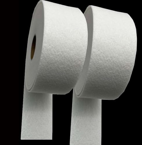 2 Roll Iron-On Fusible Fleece Interfacing,5.6cm x 10m Medium Weight One-Sided Fleece Batting for Bags,Home Decor,Jelly Roll Rugs