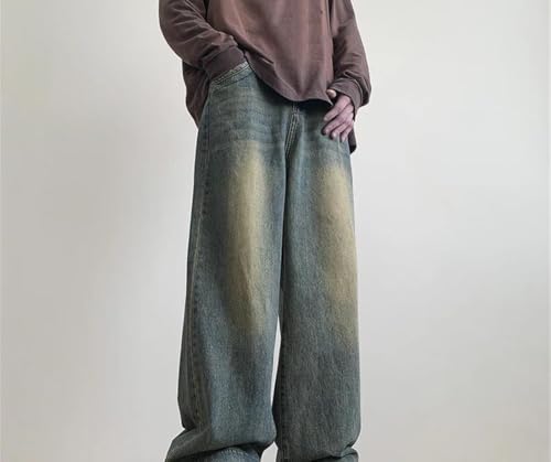 Men Baggy Distressed Denim Pants Casual Wide Leg Vintage Straight Trousers Oversized Streetwear3