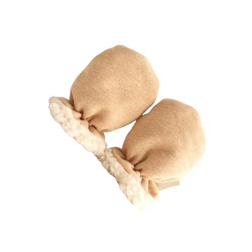 SAFIGLE Scratch Winter Gloves Thickened Cotton Mittens for Warmth Autumn Winter Light Brown Unisex Hand Covers for Boys