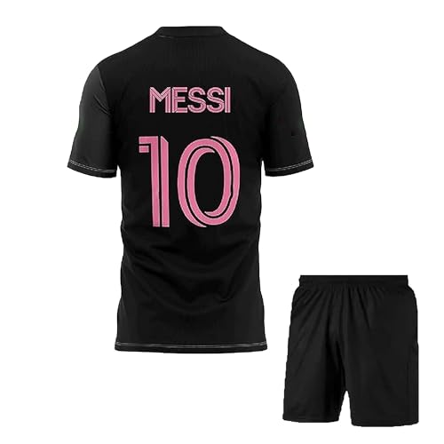 Image of Football Soccer Barce Messi 10 Jersey Set Football T-Shirt with Black Shorts (Kid's, Boy's & Men's)