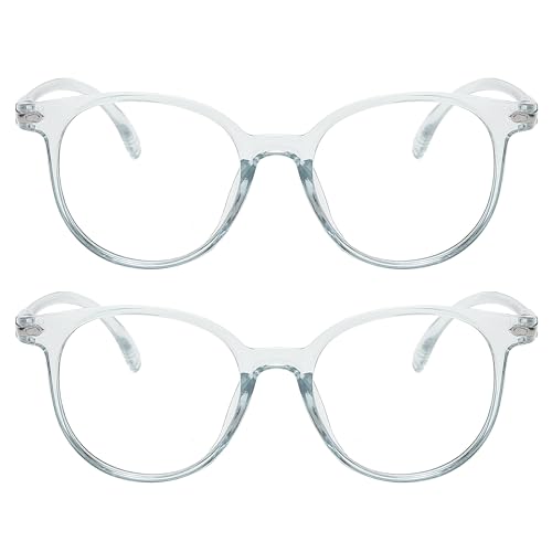Image of OWL Round Blue Light Blocking Fake Eyeglasses for Women Men - Lightweight Frame, Anti UV400 Rays Protection Eyewear - 2 Pack