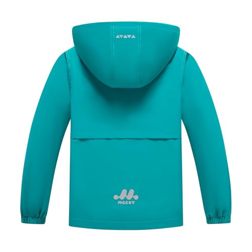 Image of MGEOY Boys Girls Rain Jacket Lightweight Waterproof Hooded Fleece Lined Raincoat Windbreakers for Kids