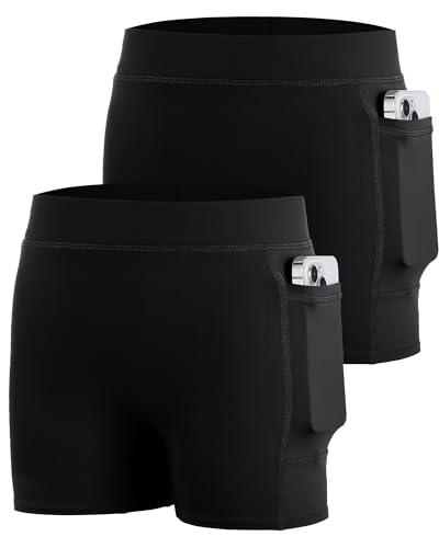 Roadbox Girls Volleyball Spandex Shorts, Youth Biker Shorts with Pockets Athletic Compression Short for Yoga Gymnastics Dance