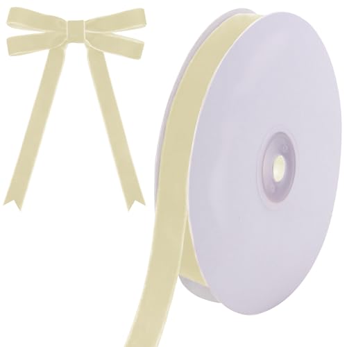 Image of Tsorode 10 Yards Cream Velvet Ribbon for Christmas Tree,5 /8 Inch