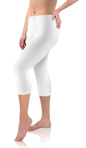 sesto senso Pantaloni Sportivi Lunghezza 3/4 Donna Viscosa Ragazza Leggings Colorati Fitness Yoga M White Bianco