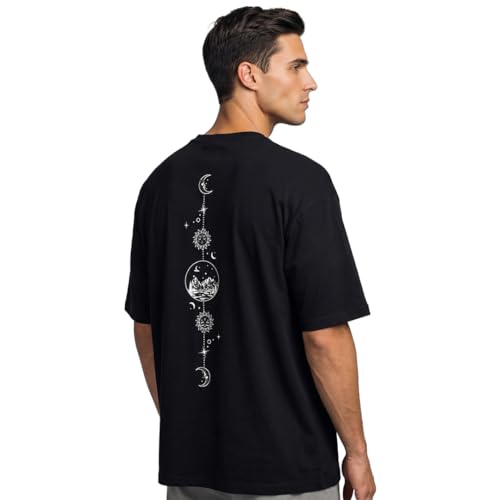 Image of Nobero Men's Oversized Graphic T-Shirt for Men | Soft Cotton | Drop Shoulder Relaxed Fit | Printed Casual Tshirt for Men