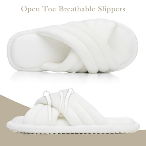 Image of GOEWY Cross Band Slippers for Women with Cozy Memory Foam Machine Washable