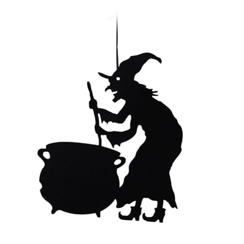 Targhetta per porta di casa | La strega è in parole nere da appendere, porta di Halloween, porta strega da appendere per decorazioni interne ed esterne