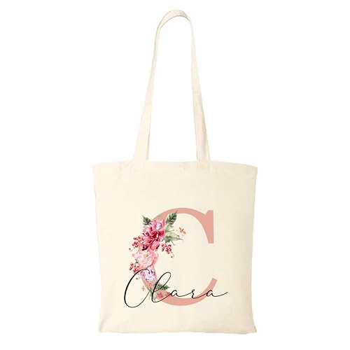Generisch Personalisierte Baumwolltasche mit Namen & Initialen | 200 g/m² | OEKO-TEX® zertifiziert Einkaufstasche, Jutebeutel, Stofftasche