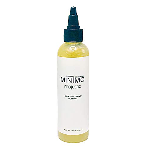Citrus Peach- Minimo Majestic Ayurvedic Herbal Hair Growth Oil Serum Natural and Organic with Pleasant Scent Maca Root, Amla, Brahmi, Kelp, Cayenne, Spirulina, Follicle Stimulation
