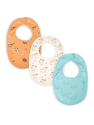 Image of Kidbea Organic Cotton Baby Bib, Adjustable Snap Closure Soft Absorbent Feeding Bibs Apron for Newborns & Infants Child With Cute Prints | Reusable Baby Essential