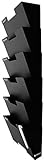 Black Wall Mount Hanging File Holder Organizer 6 Pack Durable Steel Rack, Solid, Sturdy and Wide for Letters, Files, Magazines and More Organize The Desktop, Declutter Your Office Nozzco