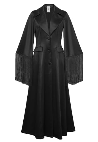 CHIC STAR Womens Satin Fringe Maxi Coat