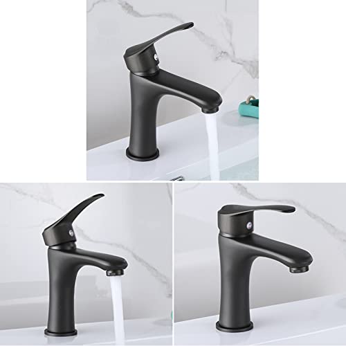 Grifo de baño negro de 1 orificio con acabado gris oscuro mate Monomando 2