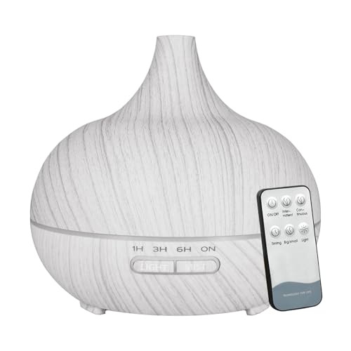 ライトアップ アロマセラピー オイル ディフューザー ? 550ml 超音波加湿器 リモコン付き、静かな操作、調節可能なミスト、USB 充電 |ホームフレグランス、スパ、ヨガの練習、ストレス解消に最適