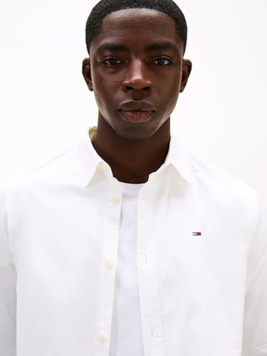 Image of Tommy Jeans Men's Tjm Original Stretch Shirt Dm0dm04405 L/S Shirts / Woven Tops, White (Classic White 100), L