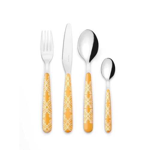 Set de 24 couverts Guzzini FUSION jaune ambre pour table design