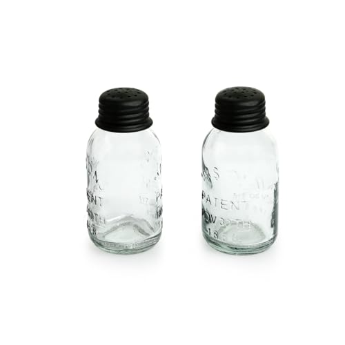 Image of ExclusiveLane 'Mason Bottle' Glass Salt Pepper Set for Dining Table (Set of 2, 60 ML) | Salt and Pepper Container for Dinning Table Salt and Pepper Dispenser Salt and Pepper Shaker