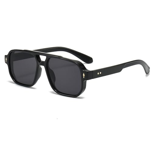 Lunettes de soleil à rivets de luxe au design rétro double pont et verres UV400