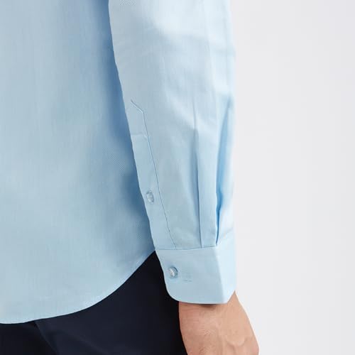 Image of Raymond Men Pure Cotton Slim Fit Structure Pattern Semi Cut Away Collar Formal Shirt